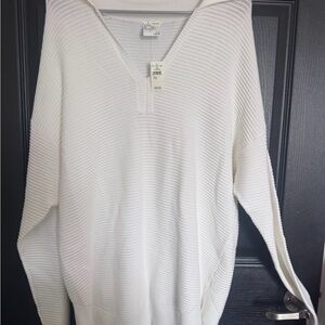 Offline by Aerie Womens White Ribbed V-Neck Top